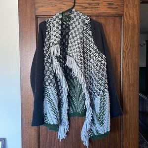 Anthropologie MOTH Drape Fringe Knit cardigan Sweater